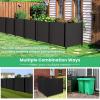 imageGiantex Outdoor Privacy Screen 2 Panels 48W x 48H Decorative Air Conditioner Fence Trash Can Enclosure with 3 Stakes Easy Assembly PVC Vinyl Picket Fences for Garden Patio Lawn WhiteBlack