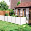 imageGiantex Outdoor Privacy Screen 2 Panels 48W x 48H Decorative Air Conditioner Fence Trash Can Enclosure with 3 Stakes Easy Assembly PVC Vinyl Picket Fences for Garden Patio Lawn WhiteWhite