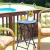 imageGiantex Outdoor Side Table Folding Mosaic Patio Table 14 Round Metal End Table wCeramic Tile Top Small Patio Table Accent Coffee Table for Porch Garden Balcony Plant Stand Indoor Outdoor Blue