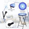 imageGiantex Outdoor Side Table Folding Mosaic Patio Table 14 Round Metal End Table wCeramic Tile Top Small Patio Table Accent Coffee Table for Porch Garden Balcony Plant Stand Indoor OutdoorNavy