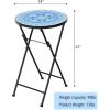 imageGiantex Outdoor Side Table Folding Mosaic Patio Table 14 Round Metal End Table wCeramic Tile Top Small Patio Table Accent Coffee Table for Porch Garden Balcony Plant Stand Indoor Outdoor Blue