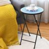 imageGiantex Outdoor Side Table Folding Mosaic Patio Table 14 Round Metal End Table wCeramic Tile Top Small Patio Table Accent Coffee Table for Porch Garden Balcony Plant Stand Indoor Outdoor Blue