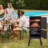 imageGiantex Outdoor Smoker with Double Doors 2 Detachable Grill Netting Smoking Racks Charcoal Pan ampamp Water Pan 4 Air Vents Thermometer Vertical Charcoal Smoker for Barbecue Camping Backyard GrillBlack