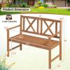 imageGiantex Outdoor Wooden Garden Bench  2Person Acacia Wood Loveseat with Armrests Backrest 800lbs Capacity Patio Park Bench for Backyard Front Porch Bench NonFoldableNoncollapsible