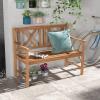 imageGiantex Outdoor Wooden Garden Bench  2Person Acacia Wood Loveseat with Armrests Backrest 800lbs Capacity Patio Park Bench for Backyard Front Porch Bench NonFoldableNoncollapsible