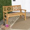 imageGiantex Outdoor Wooden Garden Bench  2Person Acacia Wood Loveseat with Armrests Backrest 800lbs Capacity Patio Park Bench for Backyard Front Porch Bench NonFoldableFoldable