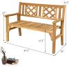 imageGiantex Outdoor Wooden Garden Bench  2Person Acacia Wood Loveseat with Armrests Backrest 800lbs Capacity Patio Park Bench for Backyard Front Porch Bench NonFoldableFoldable