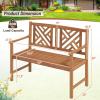 imageGiantex Outdoor Wooden Garden Bench  2Person Acacia Wood Loveseat with Armrests Backrest 800lbs Capacity Patio Park Bench for Backyard Front Porch Bench NonFoldableNonFoldable