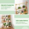 imageGiantex Plant Stand Indoor Outdoor  Bamboo 3Tier Hanging Tall Ladder Flower Pot Display Organizer Rack wHeight Adjustable Rod Folding Plant Shelf Holder for Living Room Corner Patio Garden Balcony