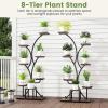 imageGiantex Plant Stand Indoor with Grow Lights 8Tier 58quot Tall Corner Metal Plant Shelf for Multiple Plants Decorative Curved Flower Pot Display Rack for Living Room Home Balcony Patio 11 Pack