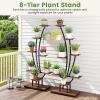 imageGiantex Plant Stand Indoor with Grow Lights 8Tier 62quot Tall Corner Metal Plant Shelf for Multiple Plants Decorative Curved Flower Display Rack for Living Room Home Balcony Patio 11 Pack