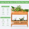 imageGiantex Planter Raised Bed 2Tier Wood Garden Bed Potted Plant Rack with Fence Elevated Standing Plant Container Box for Vegetable Flower Herb Succulent Indoor Outdoor Backyard Balcony 1Natural