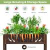 imageGiantex Planter Raised Bed 2Tier Wood Garden Bed Potted Plant Rack with Fence Elevated Standing Plant Container Box for Vegetable Flower Herb Succulent Indoor Outdoor Backyard Balcony 1Brown