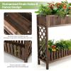 imageGiantex Planter Raised Bed 2Tier Wood Garden Bed Potted Plant Rack with Fence Elevated Standing Plant Container Box for Vegetable Flower Herb Succulent Indoor Outdoor Backyard Balcony 1Brown