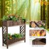 imageGiantex Planter Raised Bed 2Tier Wood Garden Bed Potted Plant Rack with Fence Elevated Standing Plant Container Box for Vegetable Flower Herb Succulent Indoor Outdoor Backyard Balcony 1Brown