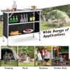 imageGiantex Portable Bar Table for Events Folding Mobile Bartending Station with Storage Shelves Removable Privacy Skirt Carrying Case for Parties Catering Trade Shows Coffee 435L x 345HBlack