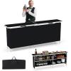 imageGiantex Portable Bar Table for Events Folding Mobile Bartending Station with Storage Shelves Removable Privacy Skirt Carrying Case for Parties Catering Trade Shows Coffee 435L x 345HBlack