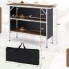 imageGiantex Portable Bar Table for Events Folding Mobile Bartending Station with Storage Shelves Removable Privacy Skirt Carrying Case for Parties Catering Trade Shows Coffee 435L x 345HCoffee