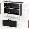 imageGiantex Portable Bar Table for Events Folding Mobile Bartending Station with Storage Shelves Removable Privacy Skirt Carrying Case for Parties Catering Trade Shows Coffee 435L x 345HBlack