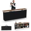 imageGiantex Portable Bar Table for Events Folding Mobile Bartending Station with Storage Shelves Removable Privacy Skirt Carrying Case for Parties Catering Trade Shows Coffee 435L x 345HCoffee