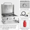 imageGiantex Portable Gas Grill  Tabletop Propane Grill with 2 Burners 20000 BTU total Builtin Thermometer Foldable Legs Regulator Hose Stainless Steel BBQ Grill for Outdoor Camping Barbecue