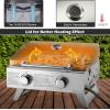 imageGiantex Portable Gas Grill  Tabletop Propane Grill with 2 Burners 20000 BTU total Builtin Thermometer Foldable Legs Regulator Hose Stainless Steel BBQ Grill for Outdoor Camping Barbecue