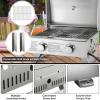 imageGiantex Portable Gas Grill  Tabletop Propane Grill with 2 Burners 20000 BTU total Builtin Thermometer Foldable Legs Regulator Hose Stainless Steel BBQ Grill for Outdoor Camping Barbecue