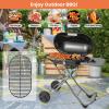 imageGiantex Portable Propane Gas Grill with 15000 BTUs Burner Side Table 2 Wheels Grease Tray Metal Frame Folding StandUp Propane Gas Grill for Outdoor Cooking Camping Barbecue BlackBlack