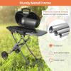 imageGiantex Portable Propane Gas Grill with 15000 BTUs Burner Side Table 2 Wheels Grease Tray Metal Frame Folding StandUp Propane Gas Grill for Outdoor Cooking Camping Barbecue BlackBlack