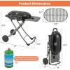 imageGiantex Portable Propane Gas Grill with 15000 BTUs Burner Side Table 2 Wheels Grease Tray Metal Frame Folding StandUp Propane Gas Grill for Outdoor Cooking Camping Barbecue BlackBlack