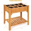 imageGiantex Raised Garden Bed Elevated Planter Box Kit with 8 Grids ampamp Liner for Herbs Vegetables Flowers Outdoor Solid Fir Wood Planting Container with Legs ampamp Storage Shelf for Backyard Patio NaturalNatural