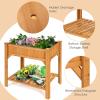 imageGiantex Raised Garden Bed Elevated Planter Box Kit with 8 Grids ampamp Liner for Herbs Vegetables Flowers Outdoor Solid Fir Wood Planting Container with Legs ampamp Storage Shelf for Backyard Patio NaturalNatural