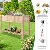 imageGiantex Raised Garden Bed Elevated Wood Planter Box Standing Garden Bed Kit wLegs ampamp Storage Shelf for Vegetable Flower Herb Outdoor Use for Patio Backyard Natural47Lx 23Wx 35H