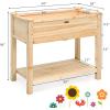 imageGiantex Raised Garden Bed Elevated Wood Planter Box Standing Garden Bed Kit wLegs ampamp Storage Shelf for Vegetable Flower Herb Outdoor Use for Patio Backyard Natural34Lx 18Wx 30H