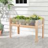 imageGiantex Raised Garden Bed Elevated Wood Planter Box Standing Garden Bed Kit wLegs ampamp Storage Shelf for Vegetable Flower Herb Outdoor Use for Patio Backyard Natural47x23x31