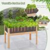 imageGiantex Raised Garden Bed Elevated Wood Planter Box Standing Garden Bed Kit wLegs ampamp Storage Shelf for Vegetable Flower Herb Outdoor Use for Patio Backyard Natural47x23x31