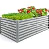 imageGiantex Raised Garden Bed Planter for Flower Vegetables Outdoor Plant Box Patio Backyard Easy Assembly 485Lx485Wx12H WhiteGray