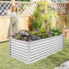 imageGiantex Raised Garden Bed Planter for Flower Vegetables Outdoor Plant Box Patio Backyard Easy Assembly 485Lx485Wx12H WhiteSilver