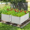 imageGiantex Raised Garden Bed Planter for Flower Vegetables Outdoor Plant Box Patio Backyard Easy Assembly 485Lx485Wx12H WhiteSilver