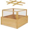 imageGiantex Raised Garden Bed with Fence Wood Planter Raised Bed with Critter Guard Fence 9 Grids Plant Container Outdoor Plant Box for Garden Patio Backyard Balcony 42quot Lx42 Wx325 H42LX42WX325H
