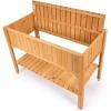 imageGiantex Raised Garden Planter Bed Box Stand Outdoor Wooden Elevated Garden Planter with Shelf and Drain Holes Deluxe Rectangle Raised Planter to Grow Plants 47quot L x 225quot W x 355quot H