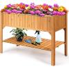 imageGiantex Raised Garden Planter Bed Box Stand Outdoor Wooden Elevated Garden Planter with Shelf and Drain Holes Deluxe Rectangle Raised Planter to Grow Plants 47quot L x 225quot W x 355quot H