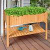 imageGiantex Raised Garden Planter Bed Box Stand Outdoor Wooden Elevated Garden Planter with Shelf and Drain Holes Deluxe Rectangle Raised Planter to Grow Plants 47quot L x 225quot W x 355quot H