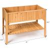 imageGiantex Raised Garden Planter Bed Box Stand Outdoor Wooden Elevated Garden Planter with Shelf and Drain Holes Deluxe Rectangle Raised Planter to Grow Plants 47quot L x 225quot W x 355quot H