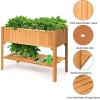 imageGiantex Raised Garden Planter Bed Box Stand Outdoor Wooden Elevated Garden Planter with Shelf and Drain Holes Deluxe Rectangle Raised Planter to Grow Plants 47quot L x 225quot W x 355quot H