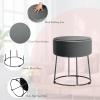 imageGiantex Round Footrest Stool Ottoman Velvet Vanity Sitting Stool Upholstered Side Table Seat wMetal Legs Thick Padded Seat ampamp NonSlip Foot Pads for Sofa Side Bedside Dressing Table GreyGrey