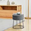 imageGiantex Round Footrest Stool Ottoman Velvet Vanity Sitting Stool Upholstered Side Table Seat wMetal Legs Thick Padded Seat ampamp NonSlip Foot Pads for Sofa Side Bedside Dressing Table GreyGrey
