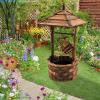 imageGiantex Rustic Wishing Well Fountain Outdoor Wooden Water Fountain with Electric Pump 5 Adjustable Water Flow Rates Water Bucket Freestanding Decorative Wishing Well for Backyard Patio Garden