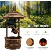 imageGiantex Rustic Wishing Well Fountain Outdoor Wooden Water Fountain with Electric Pump 5 Adjustable Water Flow Rates Water Bucket Freestanding Decorative Wishing Well for Backyard Patio Garden
