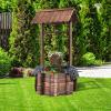 imageGiantex Rustic Wooden Wishing Well Planter with Hanging Bucket and Roof Flower Plants Planter Wishing Wells for Outdoors Backyard Patio Garden Lawn Outside Decor